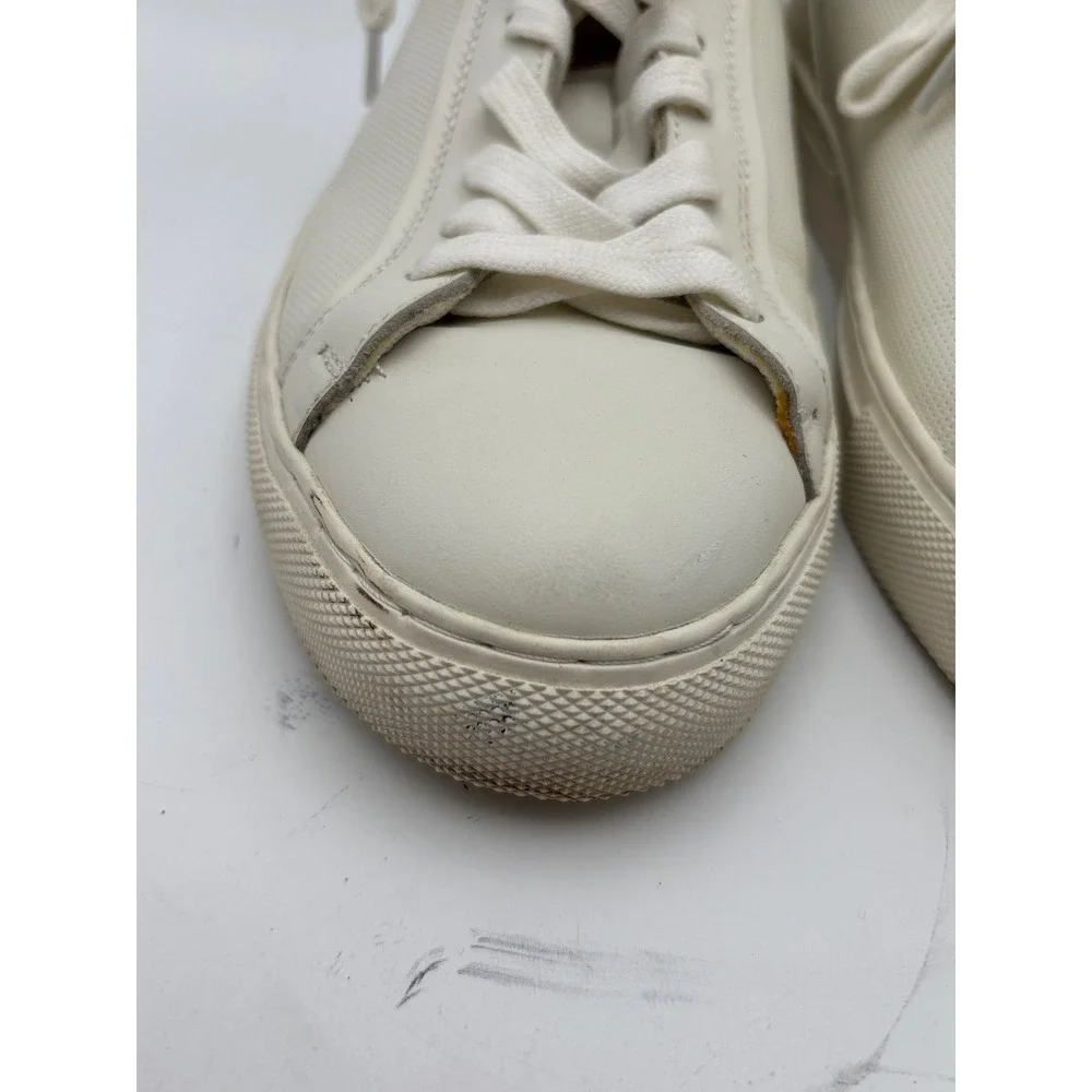 Steve Madden Finneas Men's Leather Sneakers Size 7.5 White Cream Brown Low Top
